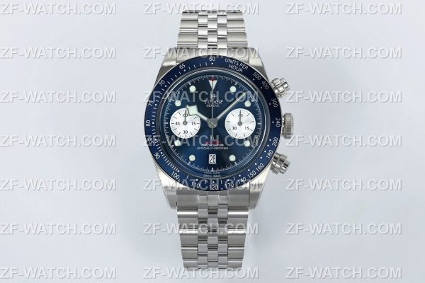 ZF　チューダー　ブラックベイ　クロノグラフ　ブルー　アルマイトベゼル　自動巻ムーブメント