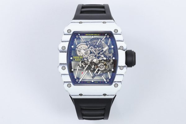 ZFファクトリーレプリカ　リシャールミル　RM35-01  ホワイトカーボン ブラックプレスレット　スケルトン自動巻きムーブメント